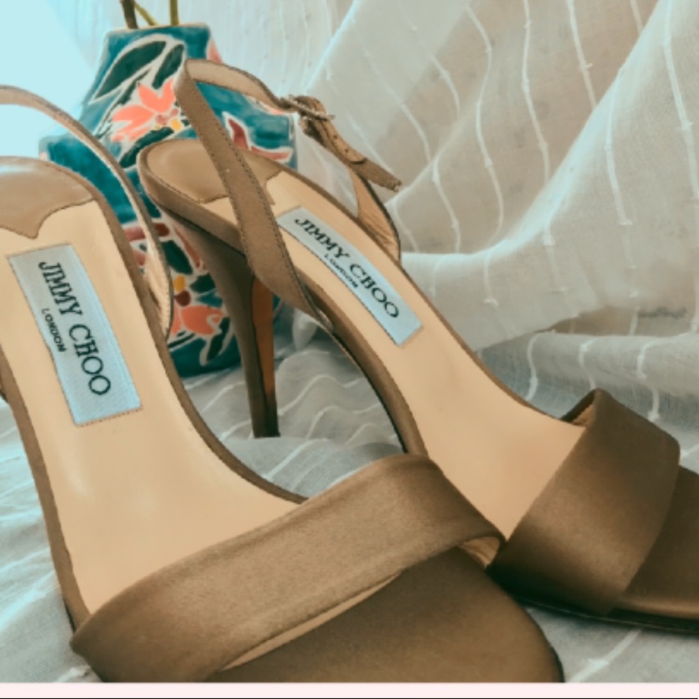 Beautiful metallic tan Jimmy Choo sandals.